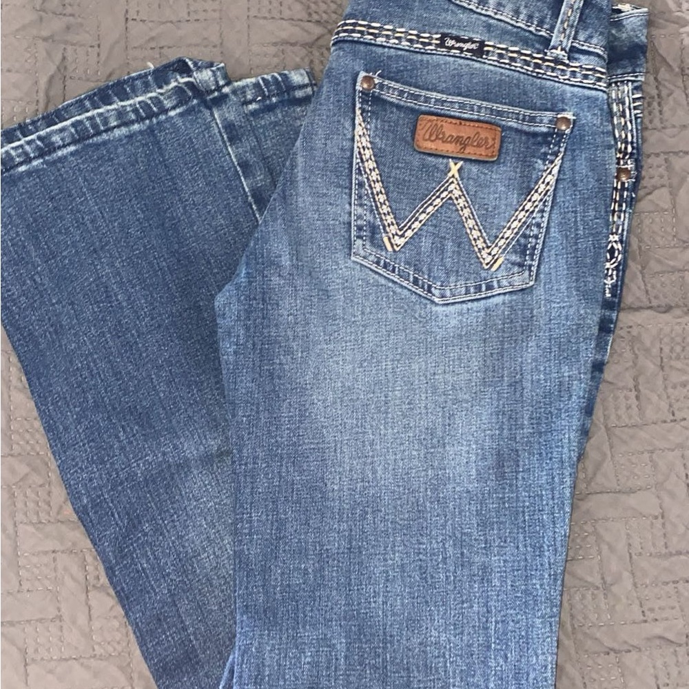Wrangler Blue Boot Cut Jeans with Signature Stitching